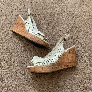 8.5 Apt 9 Cream Cork Platform Wedges